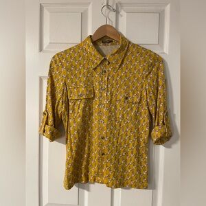 J. McLaughlin Saddle Print Silk Button Up